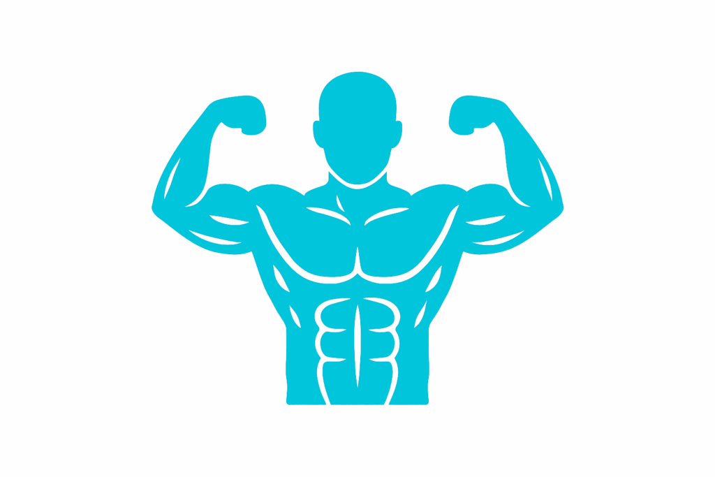 A silhouette icon of a man in great shape after going through a boxing course.